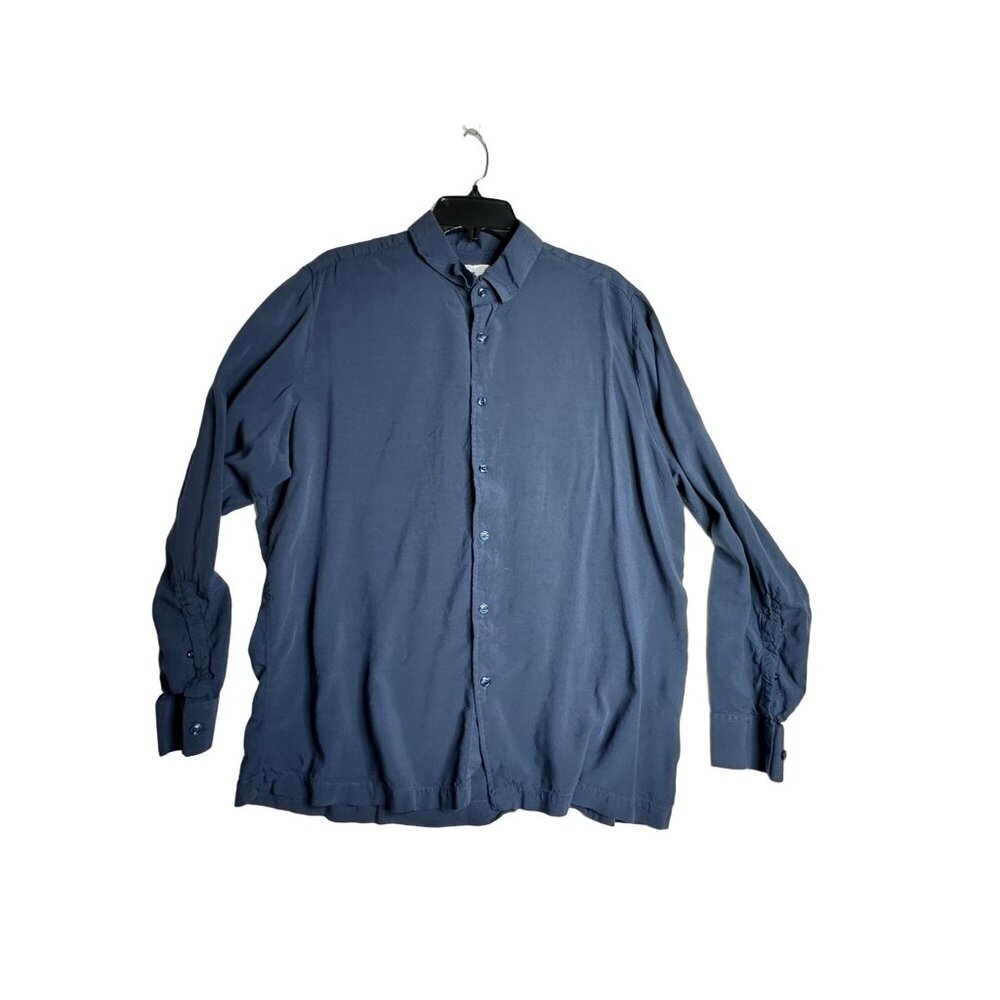 YoungLA L/S Blue Button Down‎ Viscose Shirt Mens XL